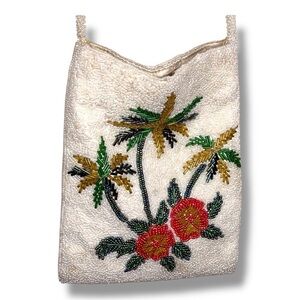 Vintage Maui By Design Beaded Purse Crossbody Tropical Tiki Pinup Rockabilly